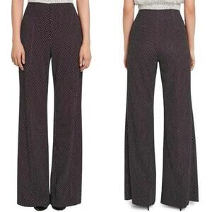 Alice + Olivia Black High Rise Wide Leg Dylan Polka Dot Pants Size 6